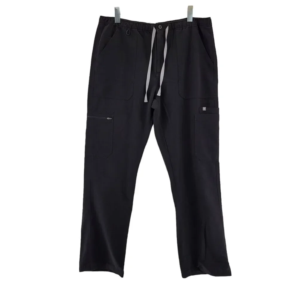 Figs Mens Scrub Pants‎ Cairo Cargo Size XL Black Zip Closure 31